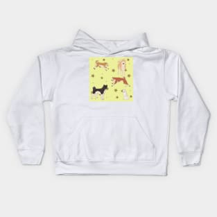 Cream Akitas and Stars Kids Hoodie